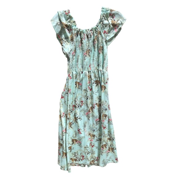 • Robert Louis Smocked Green Floral Peasant Dress, Med - Picture 8 of 8